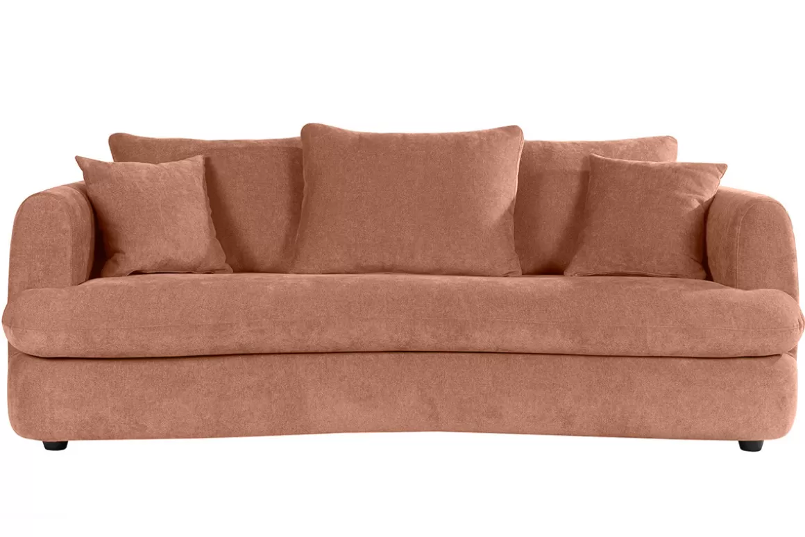 Miliboo Abnehmbares Design-Sofa mit 3-4 Plätzen in Terrakotta-Veloursstoff im Bohnen-Design SACHA