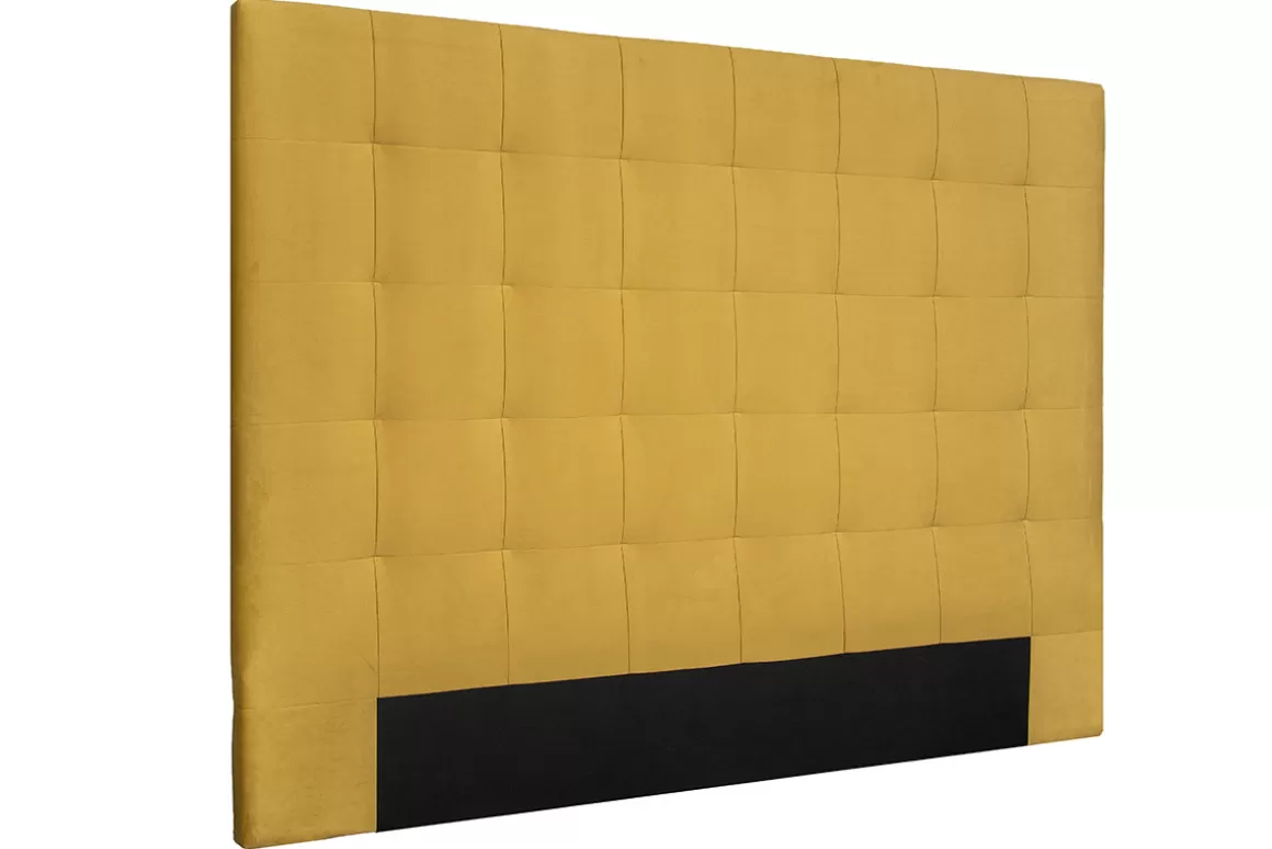Miliboo Bettkopfteil, gepolstert, aus senfglebernem Stoff, 160 cm HALCIONA