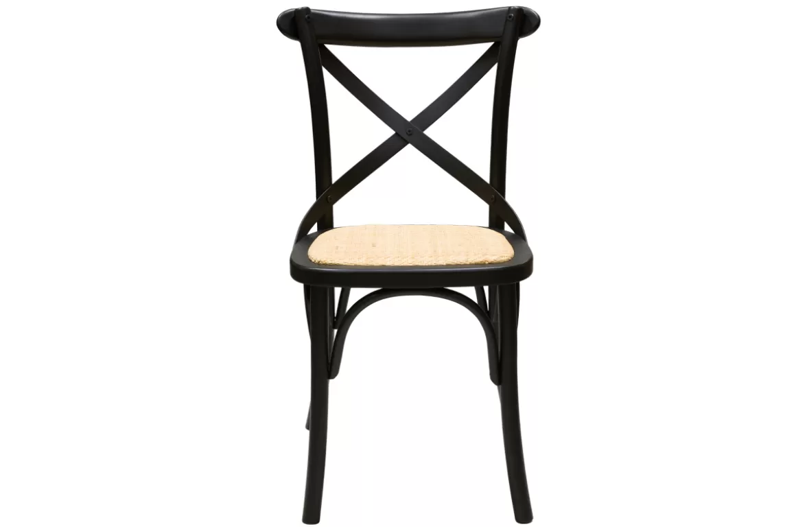 Miliboo Bistro-Stühle aus schwarzem Holz und Rattangeflecht (2er-Set) MARCEL