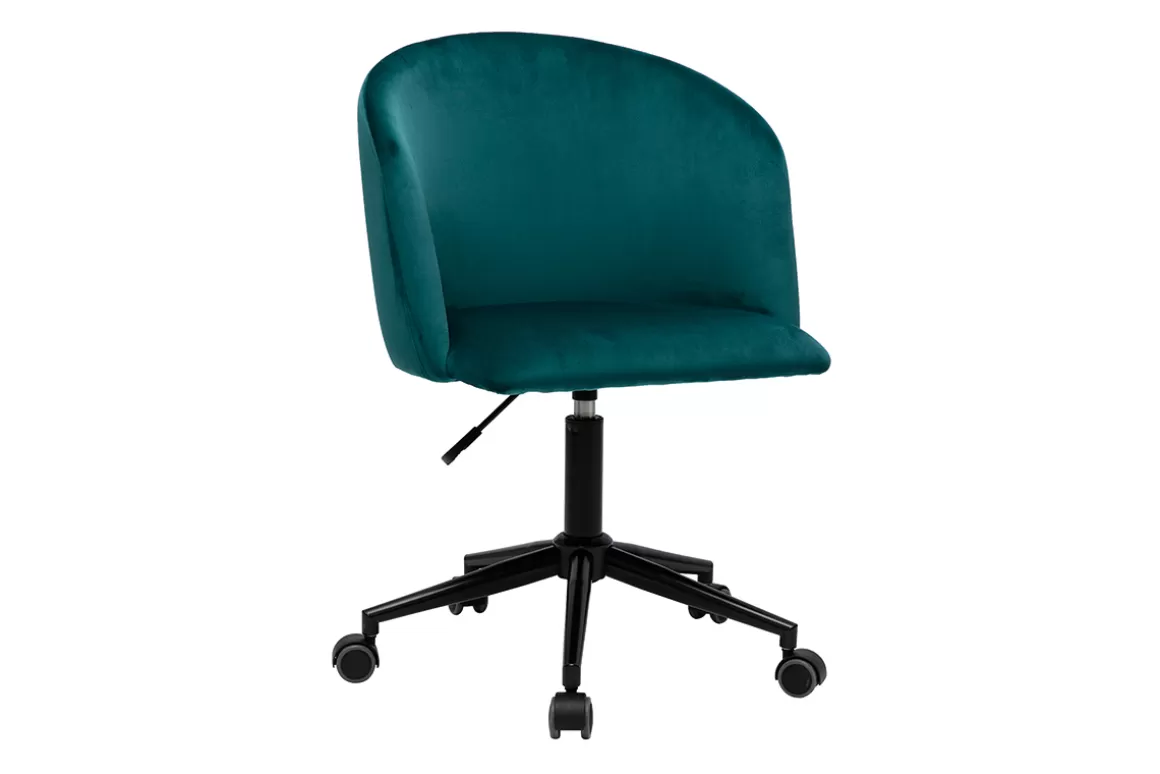 Miliboo Bürostuhl in petrolblauem Samt VANITY