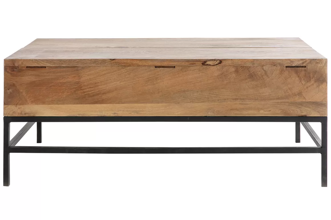 Miliboo Couchtisch aufklappbar Industrie-Stil Mangoholz und Metall L110 cm YPSTER