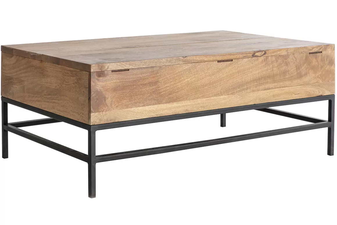 Miliboo Couchtisch aufklappbar Industrie-Stil Mangoholz und Metall L110 cm YPSTER