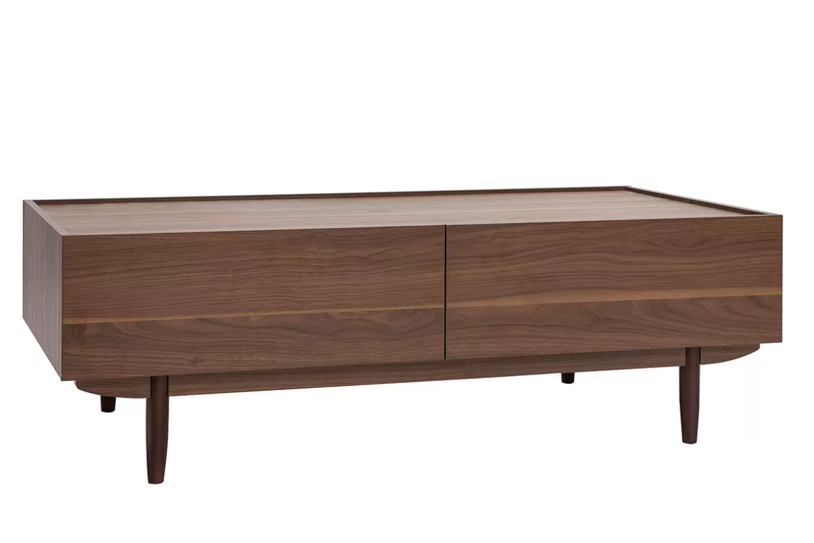 Miliboo Couchtisch mit Schubladen aus dunklem Holz B120 cm SANAA