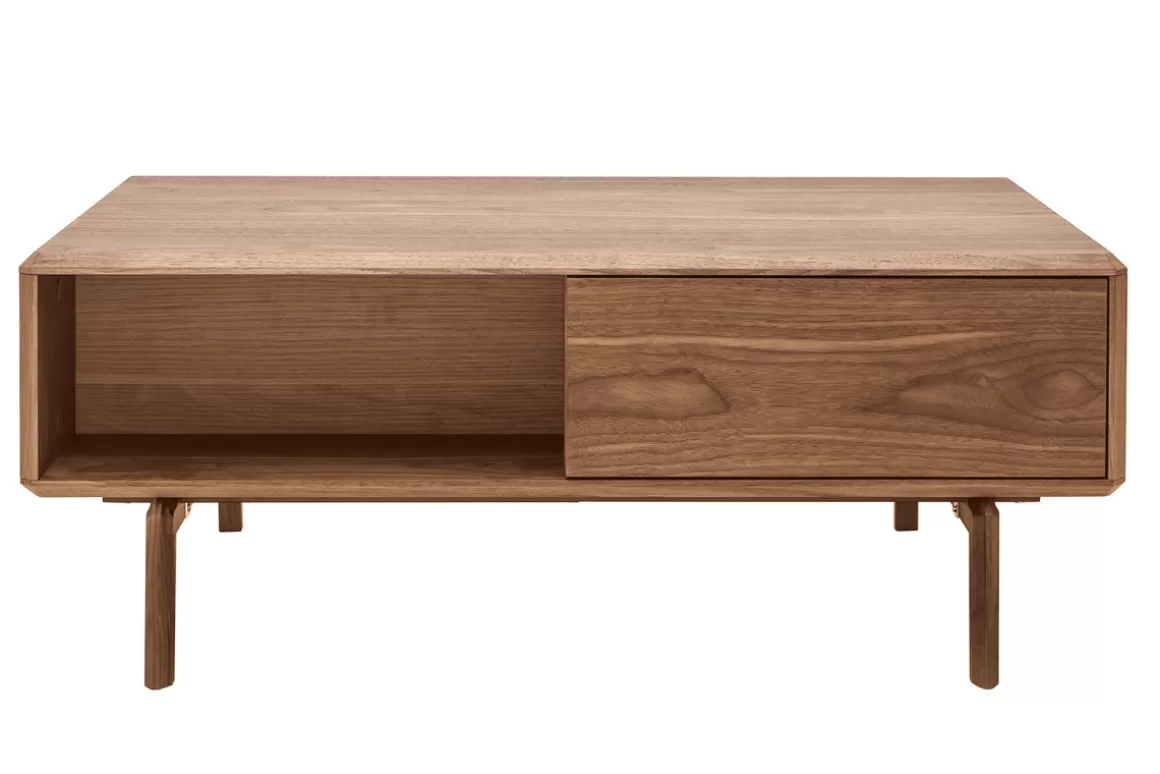 Miliboo Couchtisch Walnussfurnier mit Stauraum B100 cm SUVA