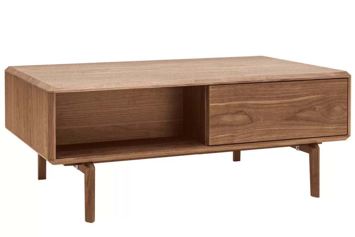 Miliboo Couchtisch Walnussfurnier mit Stauraum B100 cm SUVA