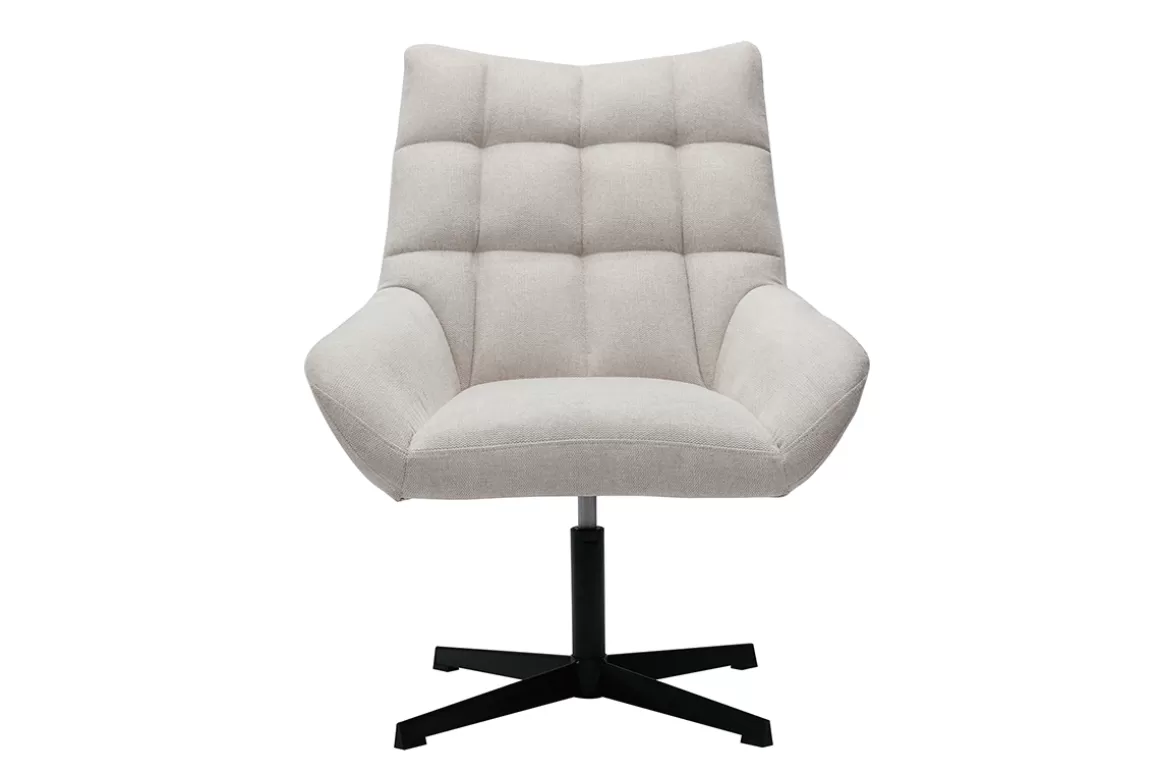 Miliboo Design Sessel im beigen strukturiertem Samtdesign drehbar KING