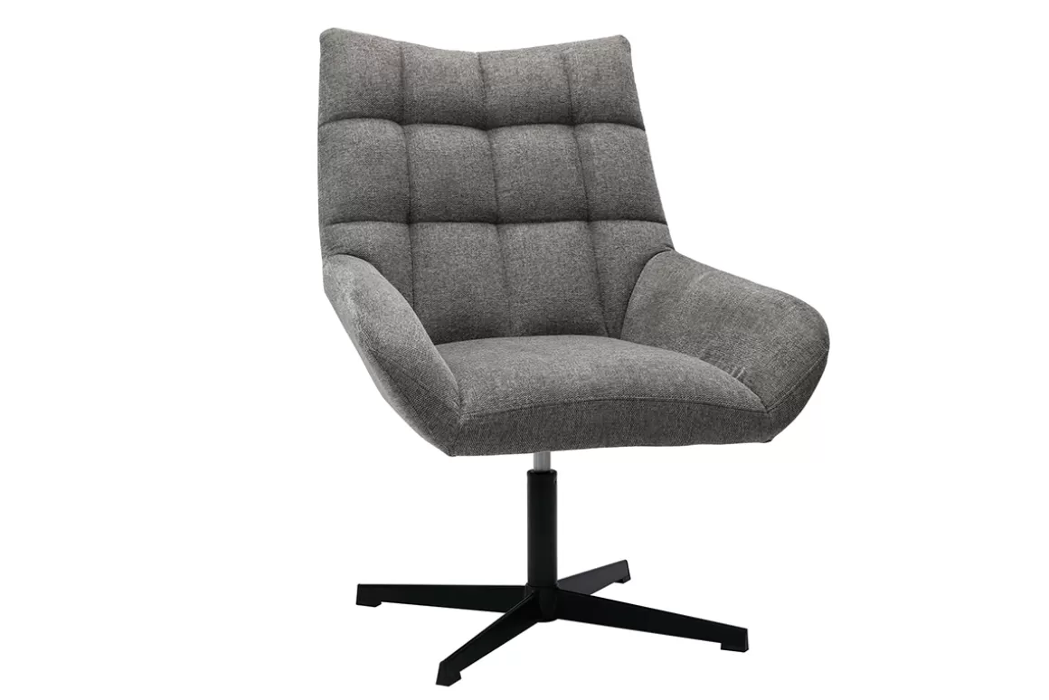 Miliboo Design Sessel im dunkelgrauen strukturiertem Samtdesign drehbar KING