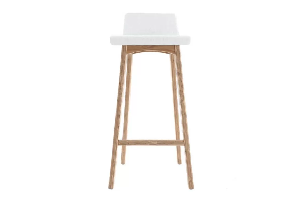 Miliboo Design-Barhocker / -stuhl Holz naturfarben und Weiß skandinavisch BALTIK