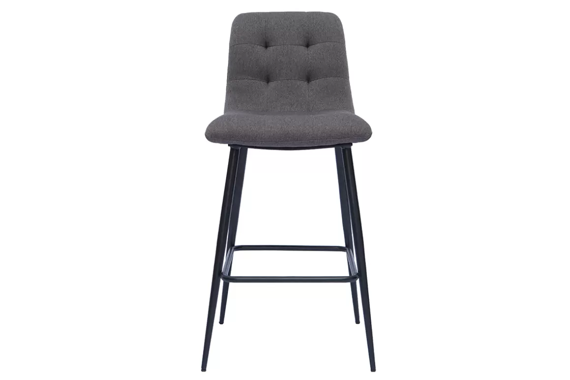 Miliboo Design-Barhocker aus grauem Stoff und Metall H65 cm (Satz von 2) ESCAPE