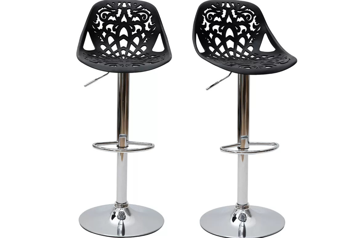 Miliboo Design-Barhocker Barock Schwarz 2er Set BAROCCA.