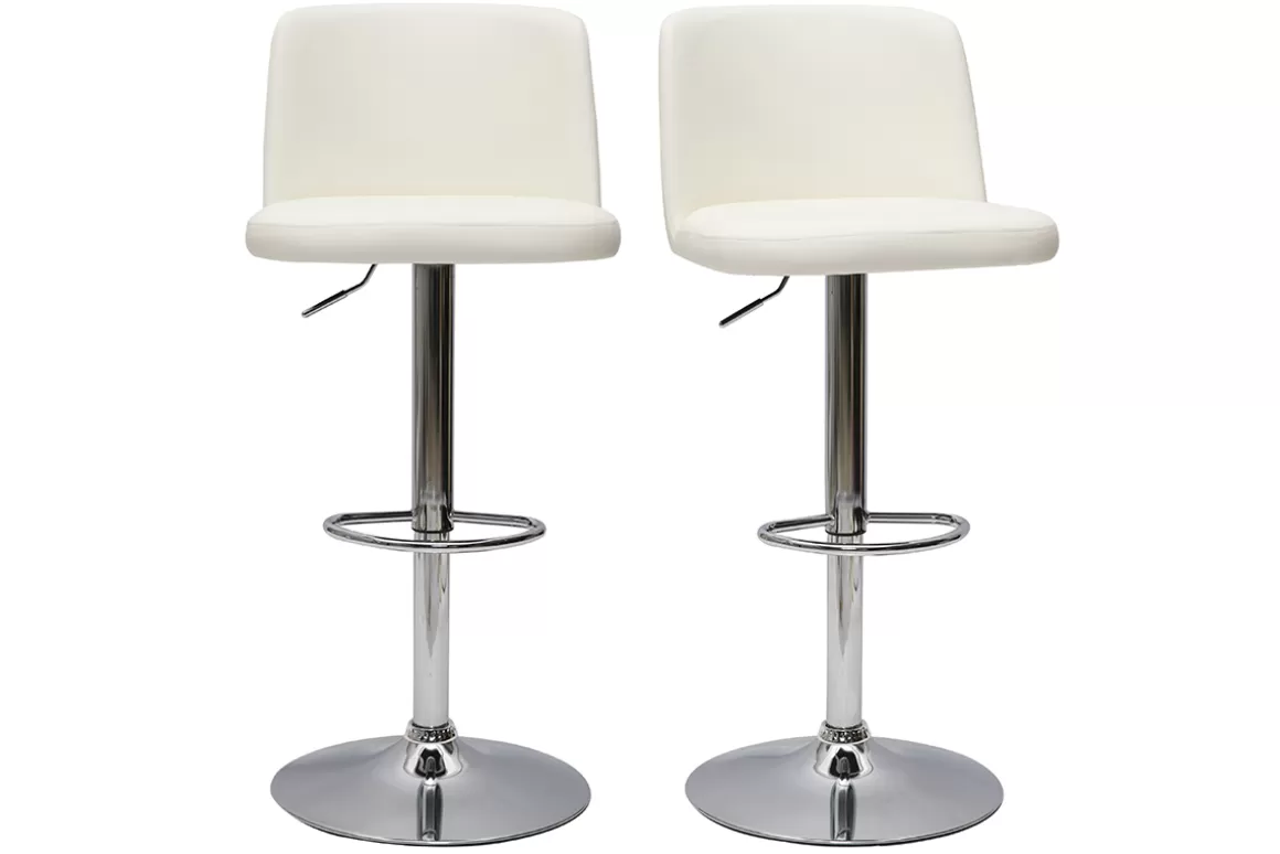 Miliboo Design-Barhocker höhenverstellbar weiß (2er-Set) MONTI