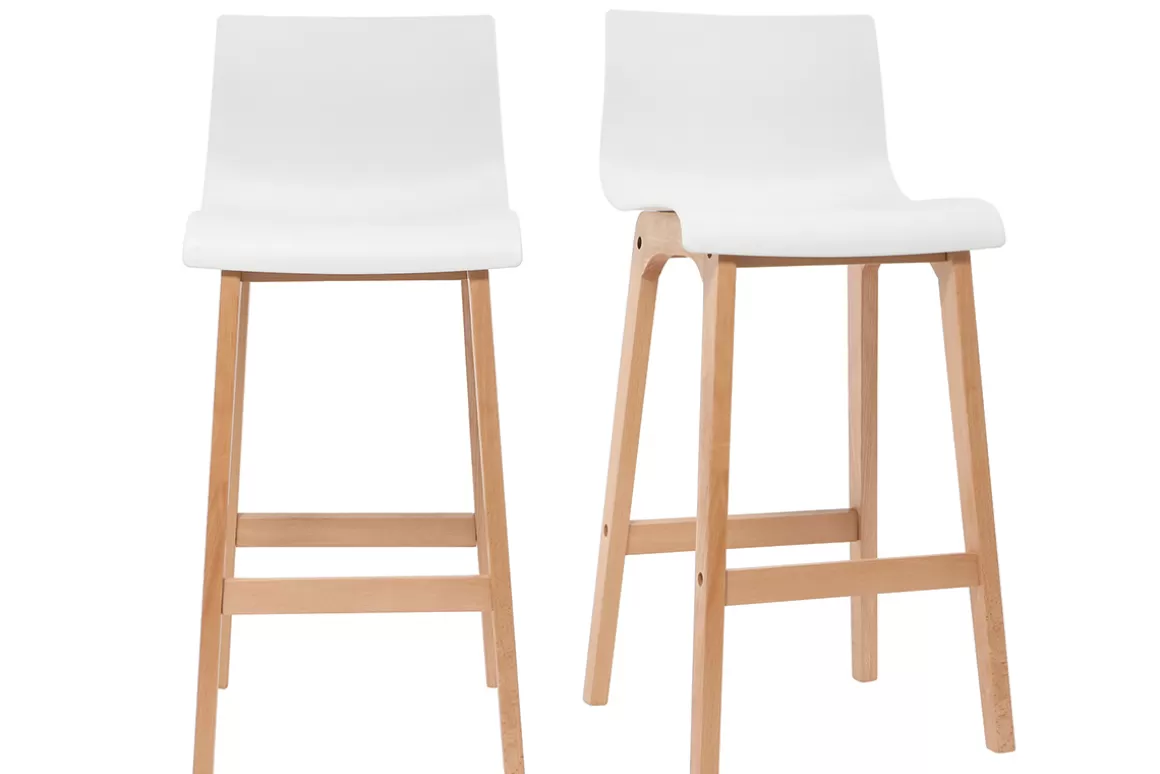 Miliboo Design-Barhocker Holz und Weiß 75 cm 2 Stck. NEW SURF