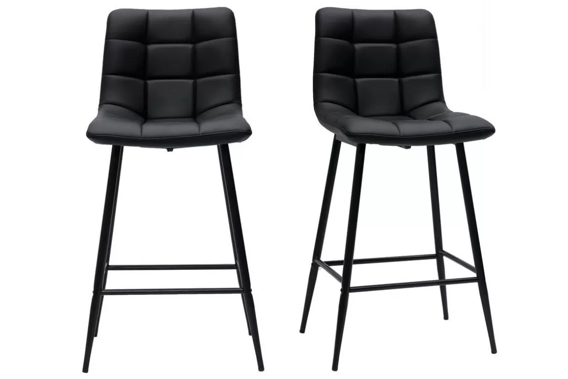 Miliboo Design-Barhocker schwarz H65 cm (2er-Set) MAXWELL