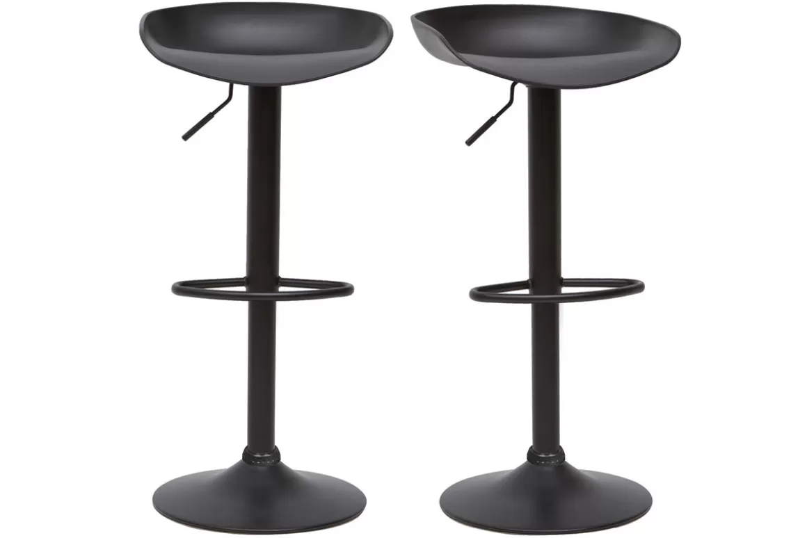 Miliboo Design-Barhocker Schwarz mit Metallbeinen (2 Stk.) PEBBLE