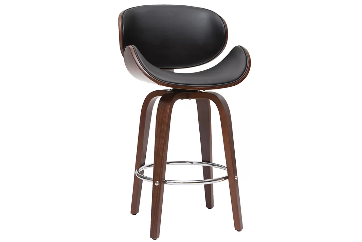 Miliboo Design-Barhocker Schwarz und dunkles Holz 65 cm WALNUT