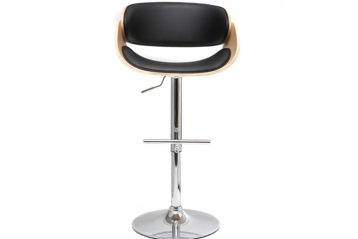 Miliboo Design-Barhocker Schwarz und helles Holz BENT