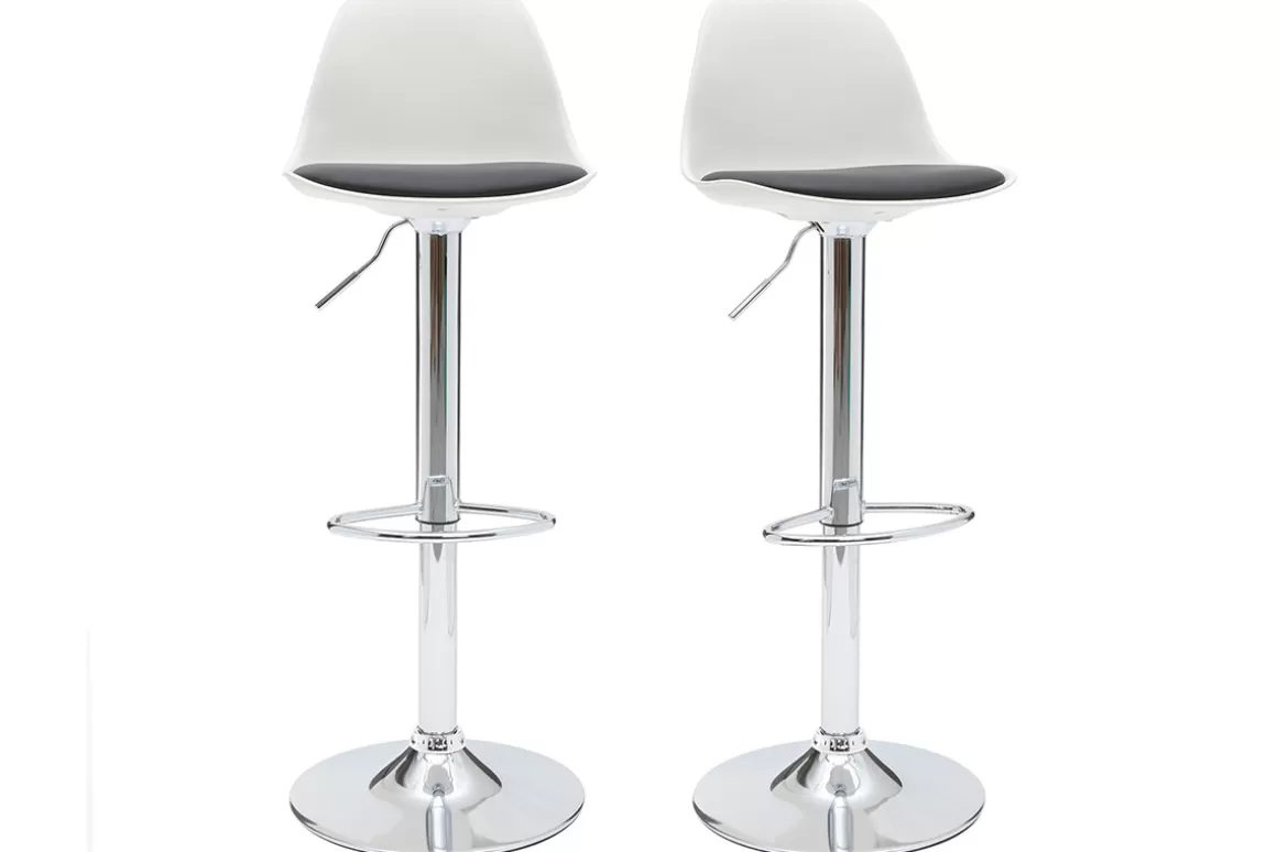 Miliboo 2 Design-Barhocker STEEVY Schwarz und Weiß