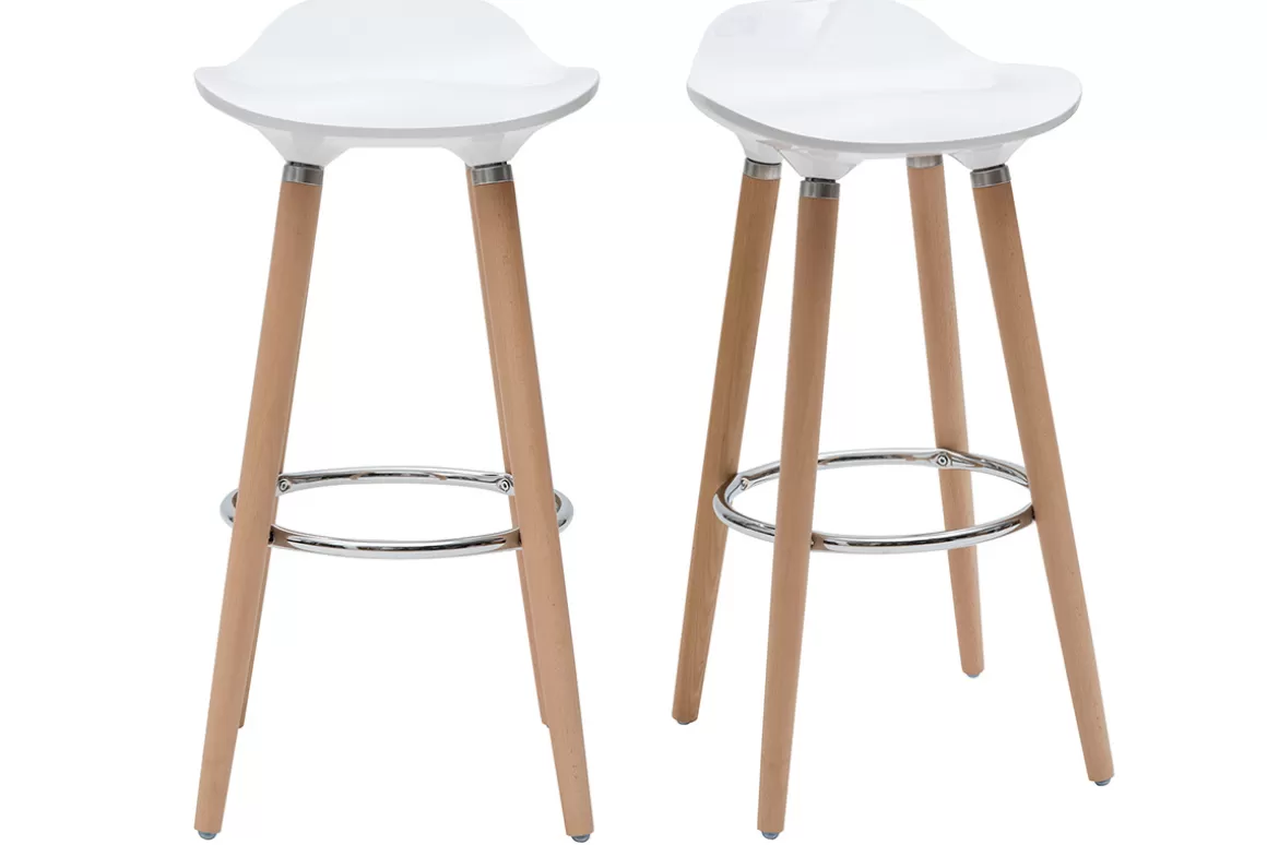 Miliboo Design-Barhocker Weiß skandinavisch 2er-Set GILDA