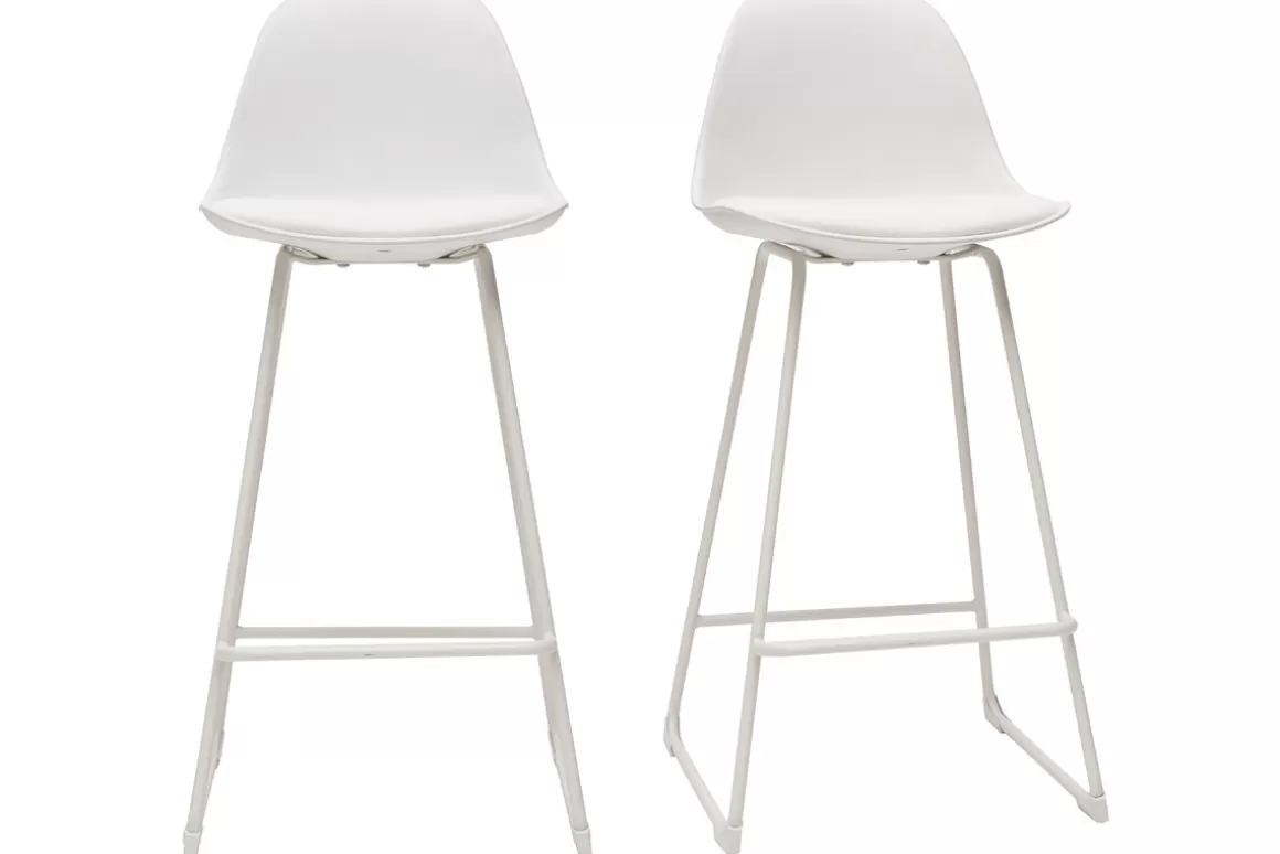 Miliboo Design-Barhocker weiße Metallbeine 65 cm (2er-Satz) FRANZ