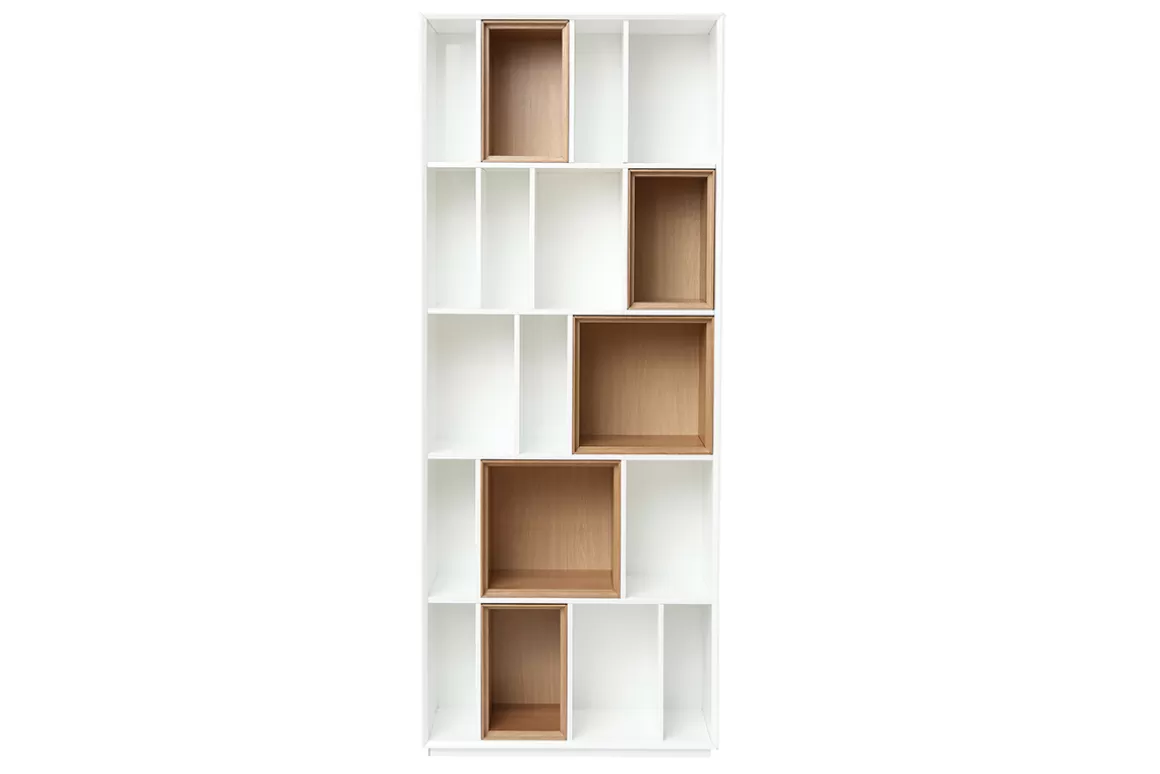 Miliboo Design-Bücherregal anpassbar Weiß und Eiche JAZZ