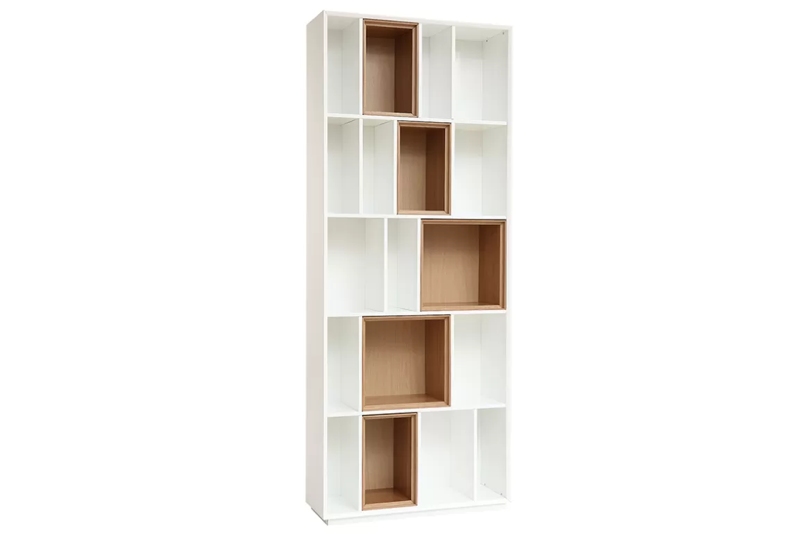Miliboo Design-Bücherregal anpassbar Weiß und Eiche JAZZ