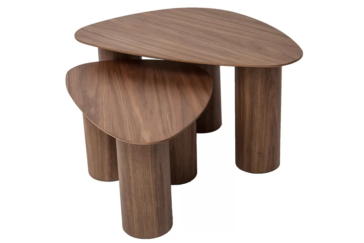 Miliboo Design-Beistelltische aus dunklem Holz (2er-Set) FOLEEN