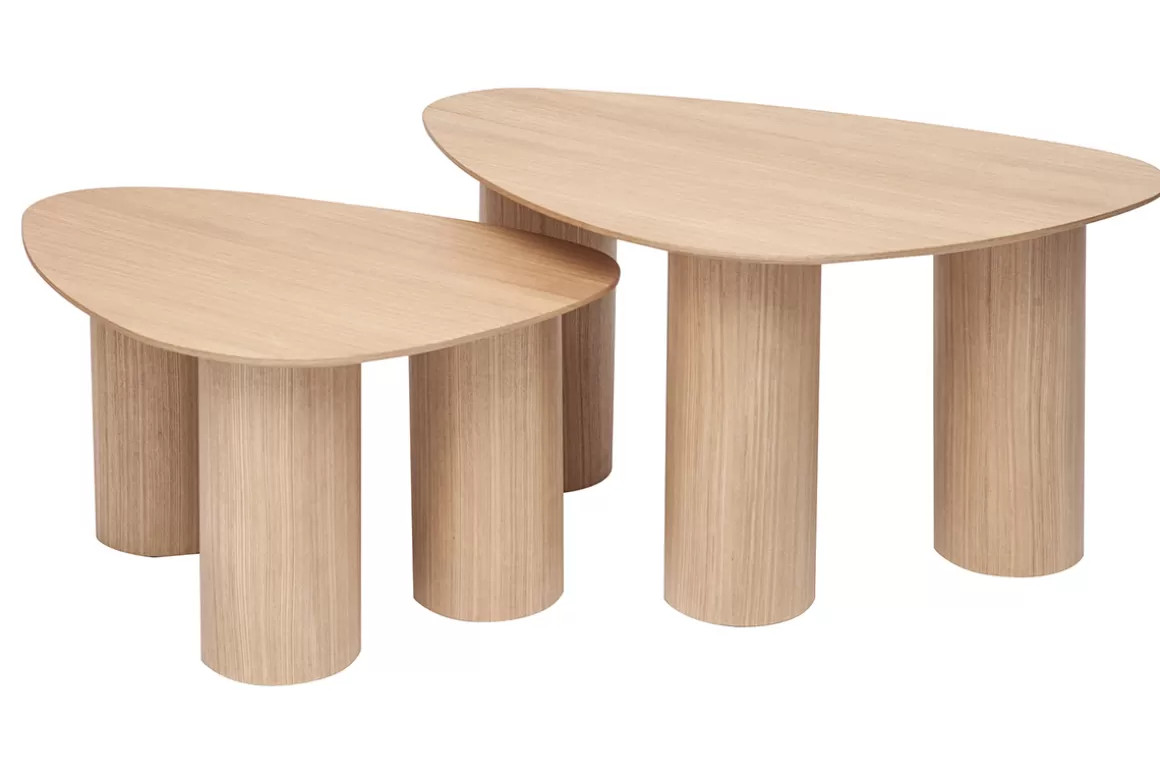 Miliboo Design-Beistelltische aus hellem Holz (2er-Set) FOLEEN