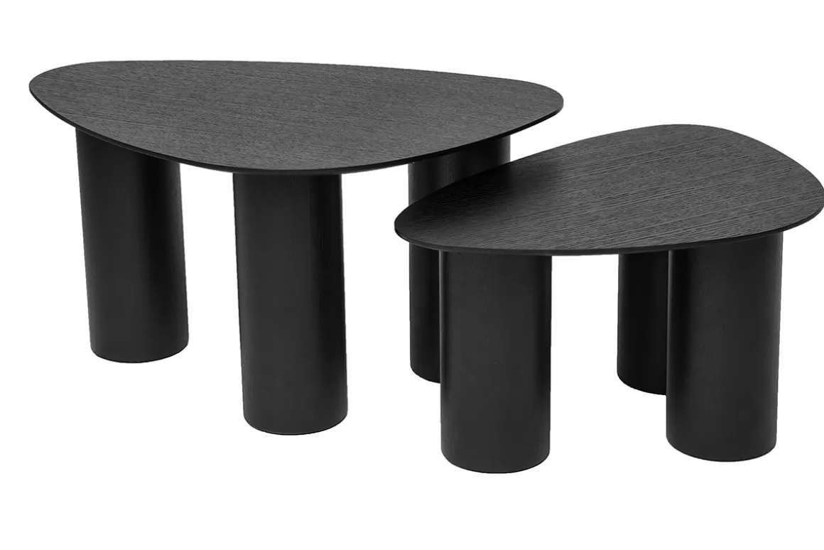 Miliboo Design-Beistelltische aus schwarzem Holz (2er-Set) FOLEEN
