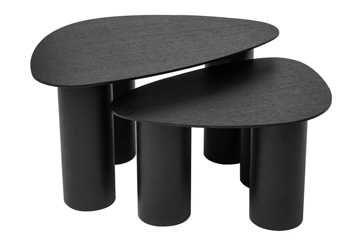 Miliboo Design-Beistelltische aus schwarzem Holz (2er-Set) FOLEEN