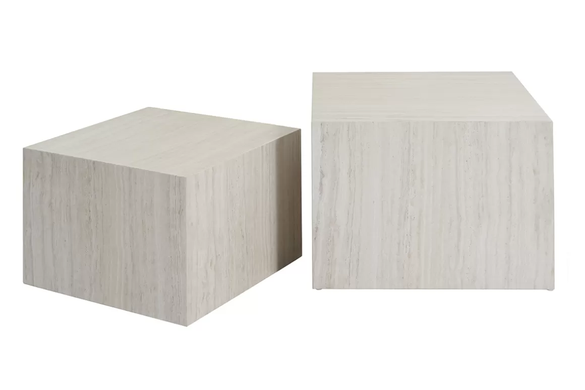 Miliboo Design-Bestelltische mit Travertin-Effekt (2er-Set) CALLA
