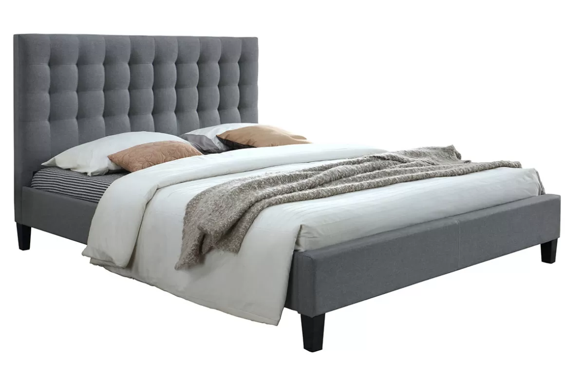 Miliboo Design-Bett gepolstert Stoff Hellgrau 160 x 200 cm DANAE