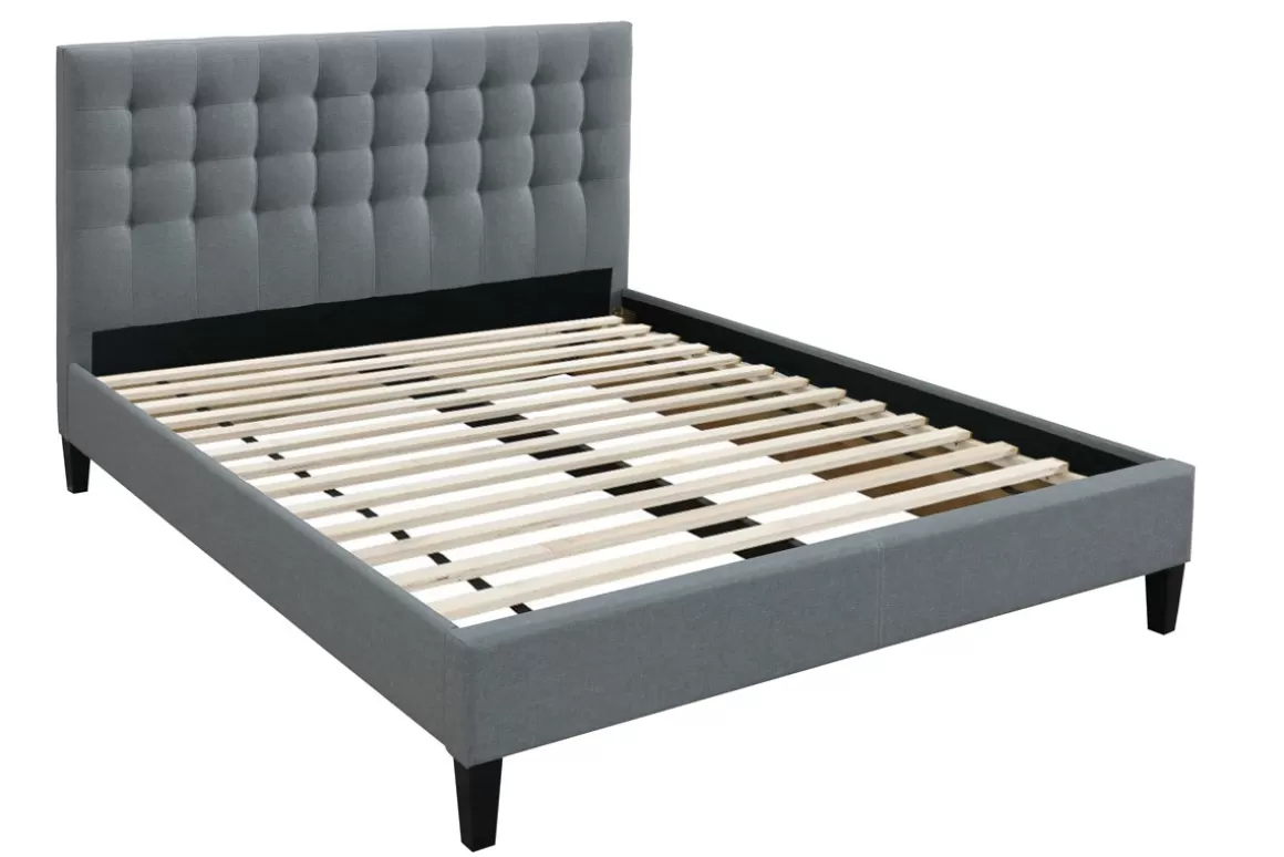 Miliboo Design-Bett gepolstert Stoff Hellgrau 160 x 200 cm DANAE