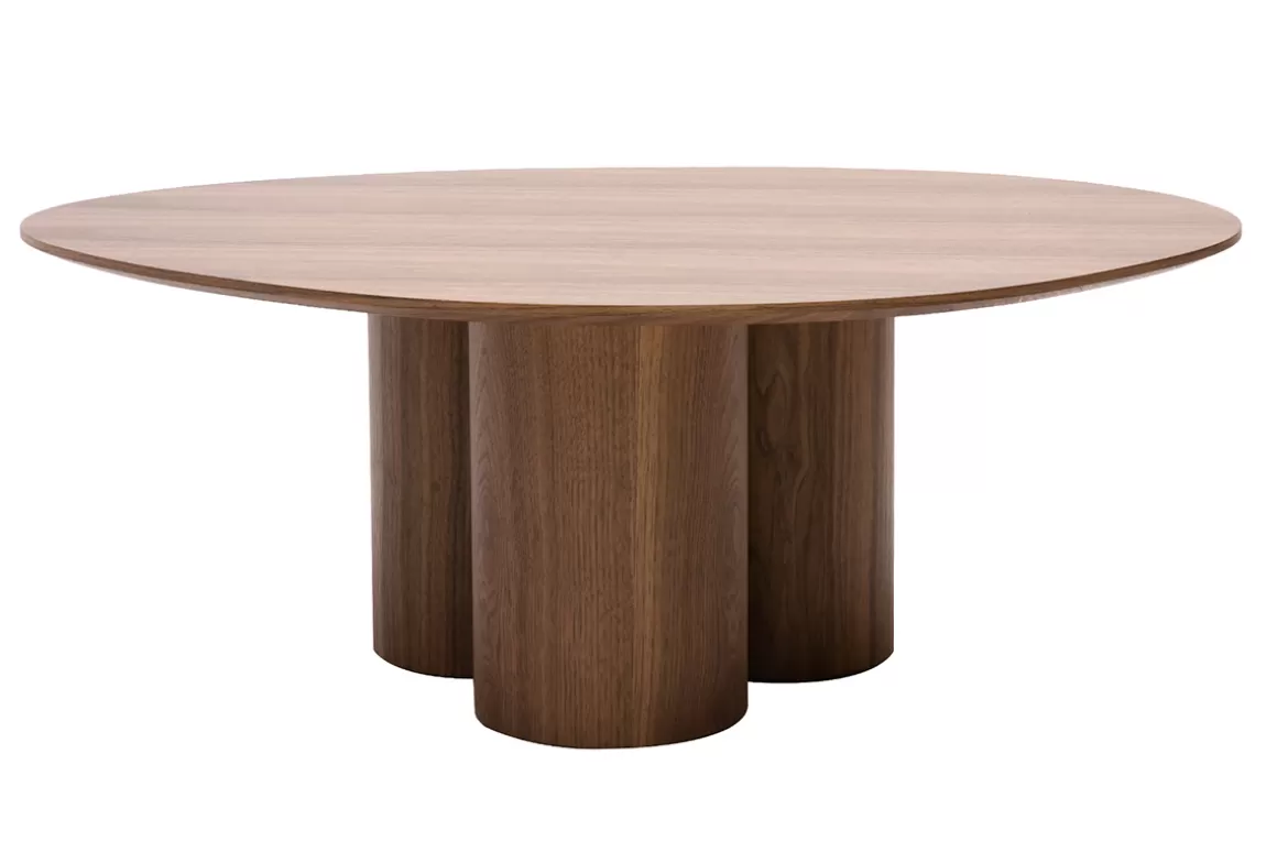 Miliboo Design-Couchtisch aus dunklem Holz mit Walnussfurnier B100 cm HOLLEN