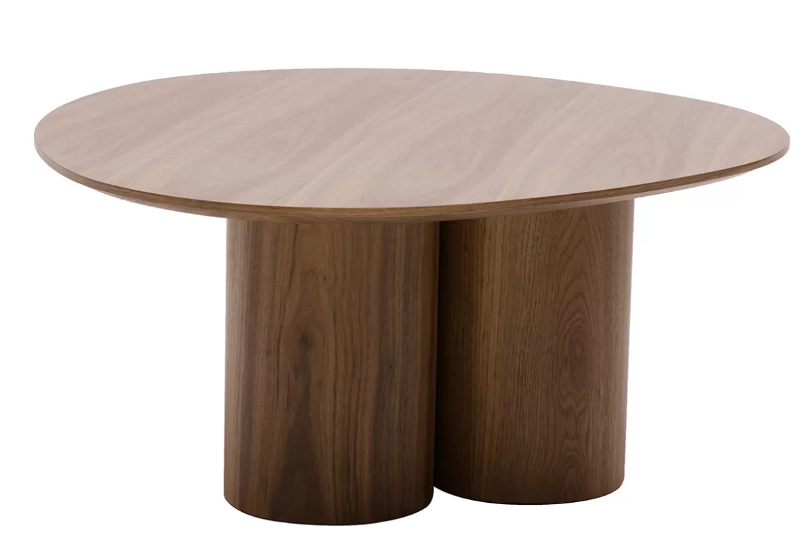 Miliboo Design-Couchtisch aus dunklem Holz mit Walnussfurnier B100 cm HOLLEN