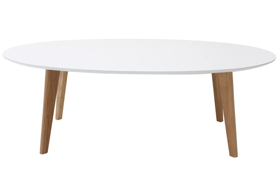 Miliboo Design-Couchtisch Oval Weiß L120 cm EKKA