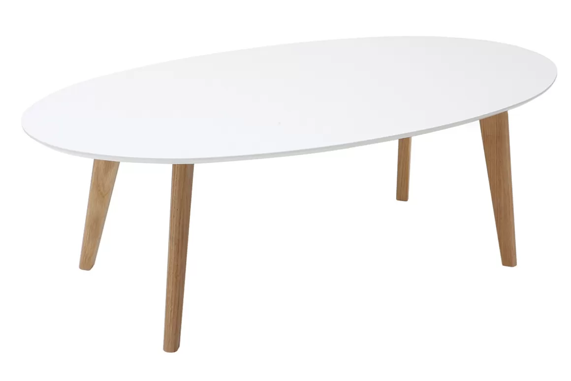 Miliboo Design-Couchtisch Oval Weiß L120 cm EKKA
