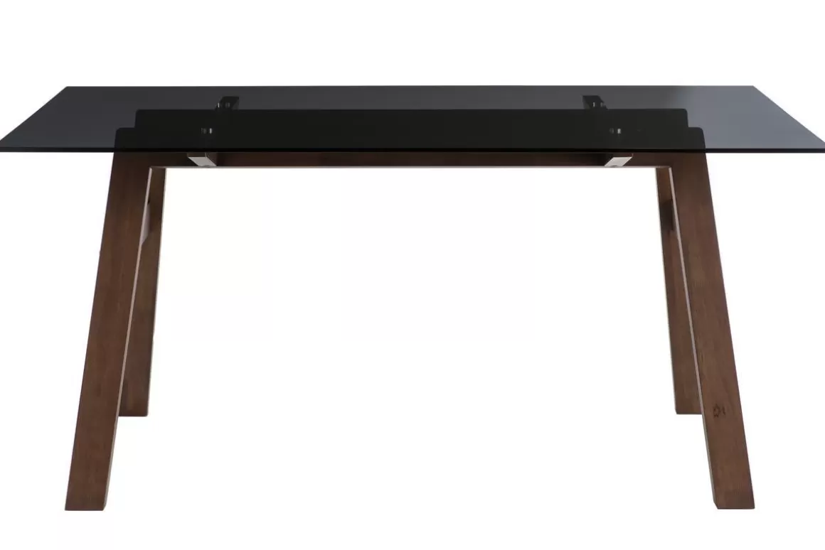 Miliboo Designer-Esstisch aus schwarzem Rauchglas und Holz L160 cm BACCO