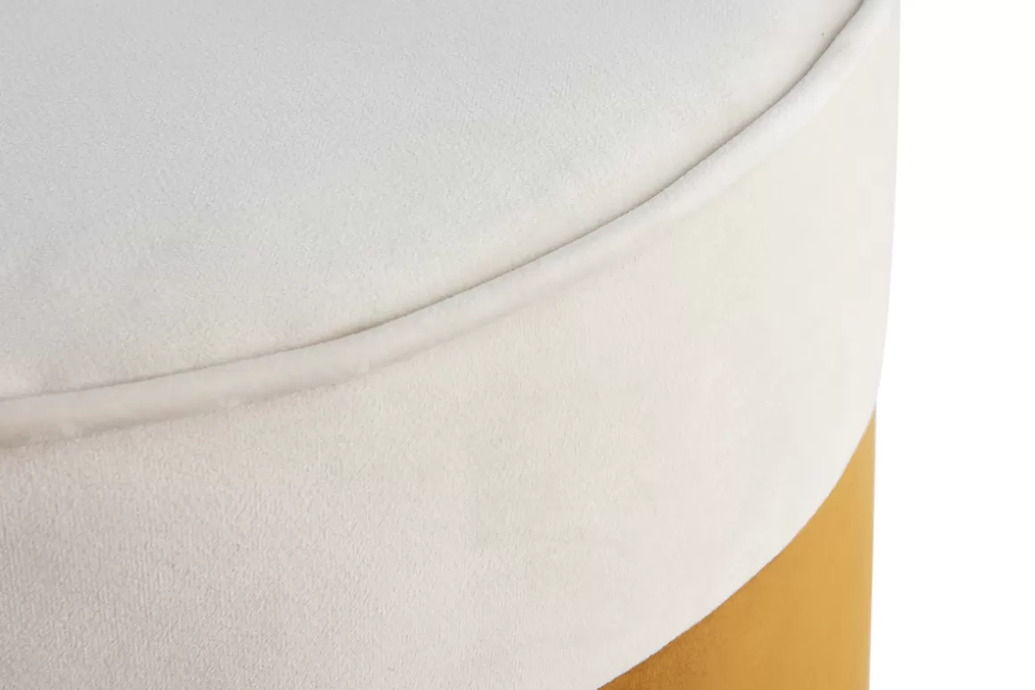 Miliboo Designer-Hocker aus cremeweißem und gelbem Samt D 40 cm DAISY
