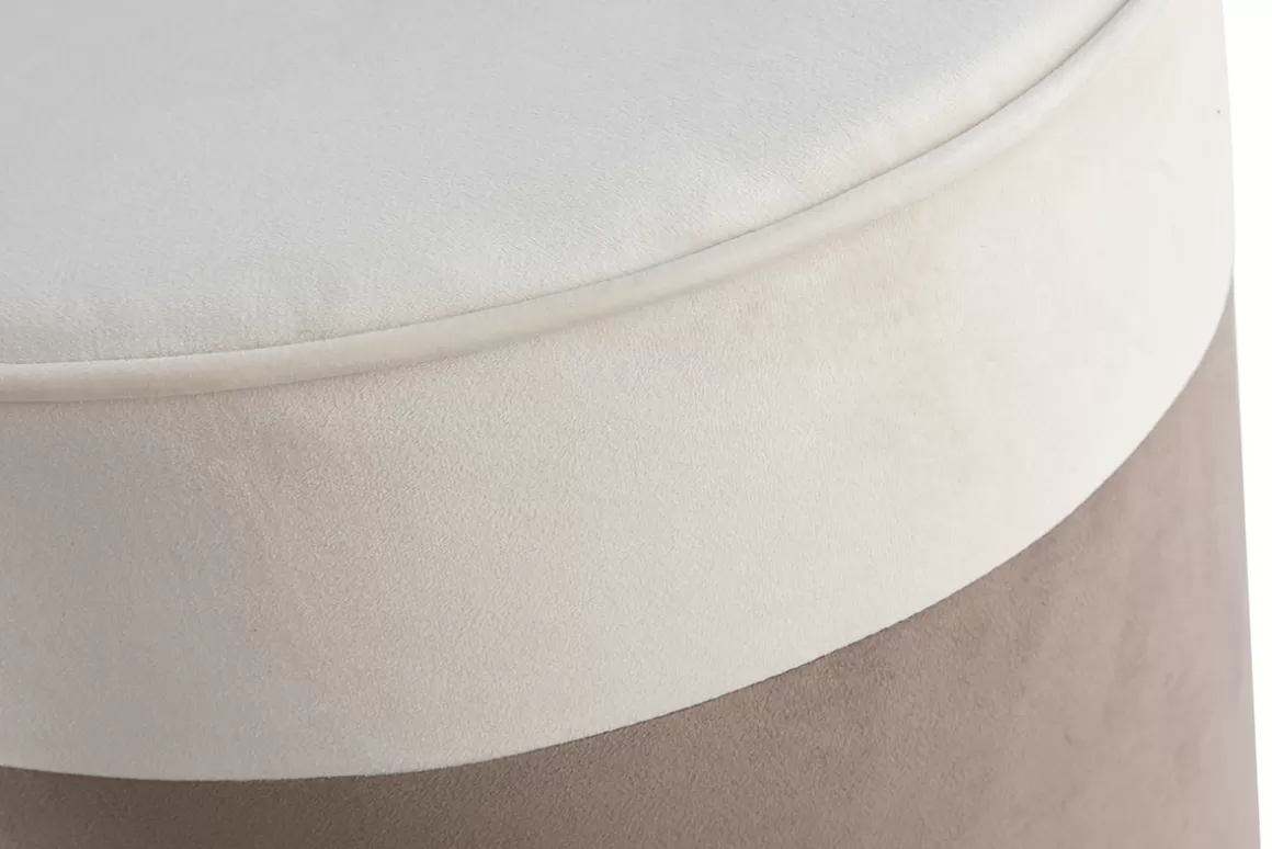 Miliboo Designer-Hocker aus cremeweißem und Taupefarbenem Samt D 40 cm DAISY