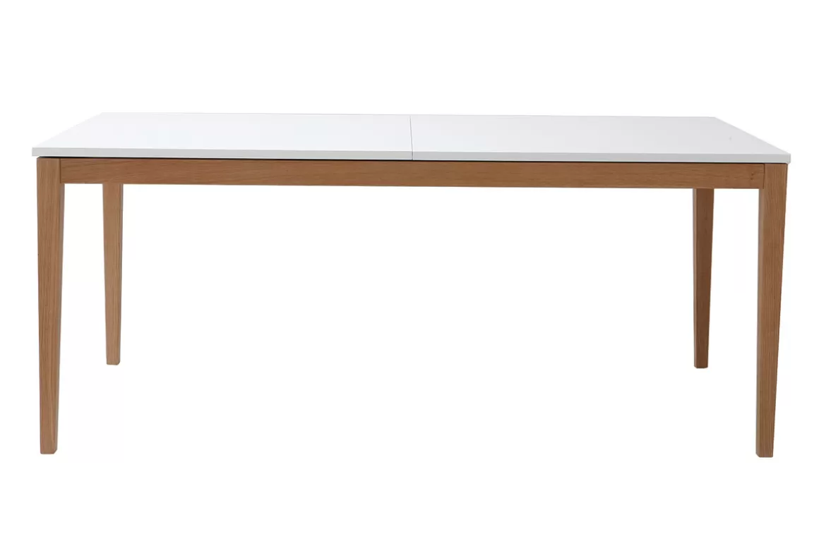 Miliboo Design-Esstisch ausziehbar Weiß Füße Holz L180-260 DELAH