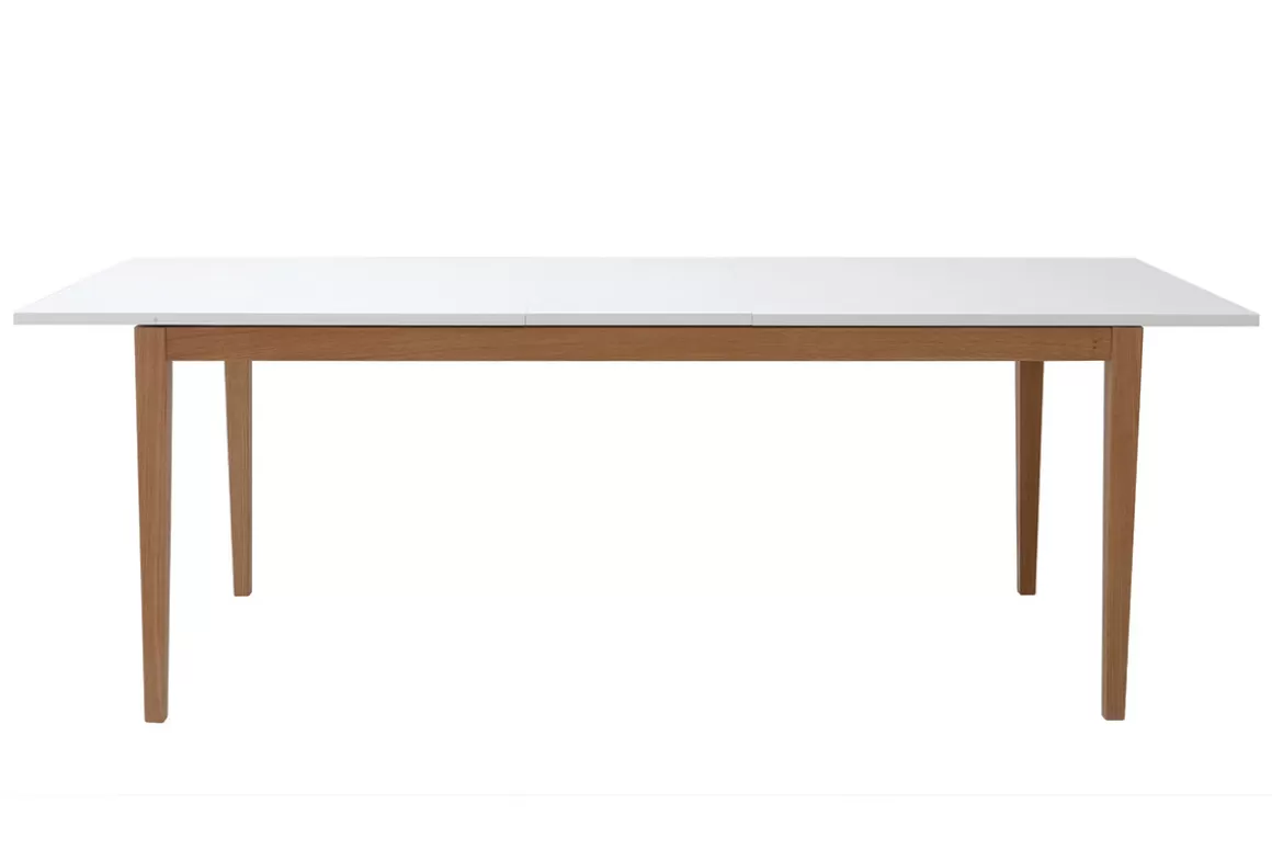 Miliboo Design-Esstisch ausziehbar Weiß Füße Holz L180-260 DELAH