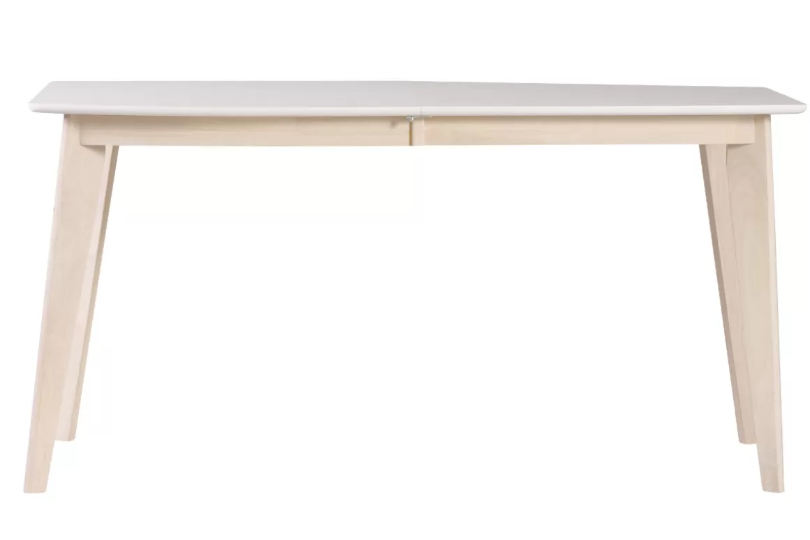 Miliboo Design-Esstisch ausziehbar Weiß und helles Holz L150-200 LEENA