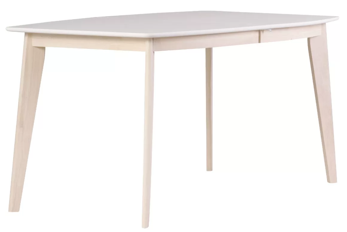 Miliboo Design-Esstisch ausziehbar Weiß und helles Holz L150-200 LEENA