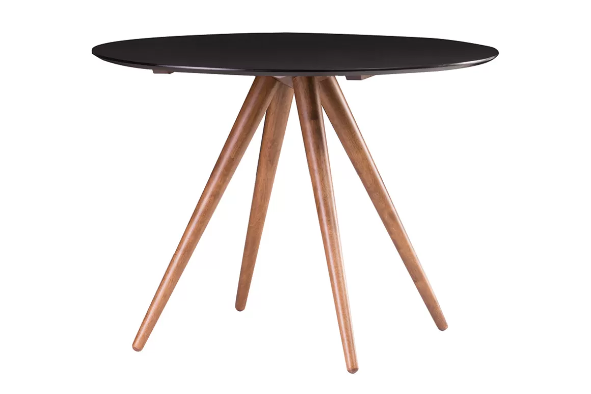 Miliboo Design-Esstisch rund Nussbaum und Schwarz D106 WALFORD