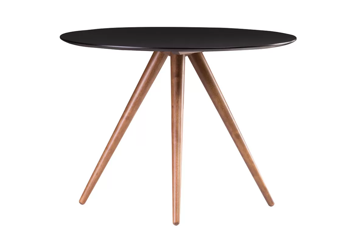 Miliboo Design-Esstisch rund Nussbaum und Schwarz D106 WALFORD