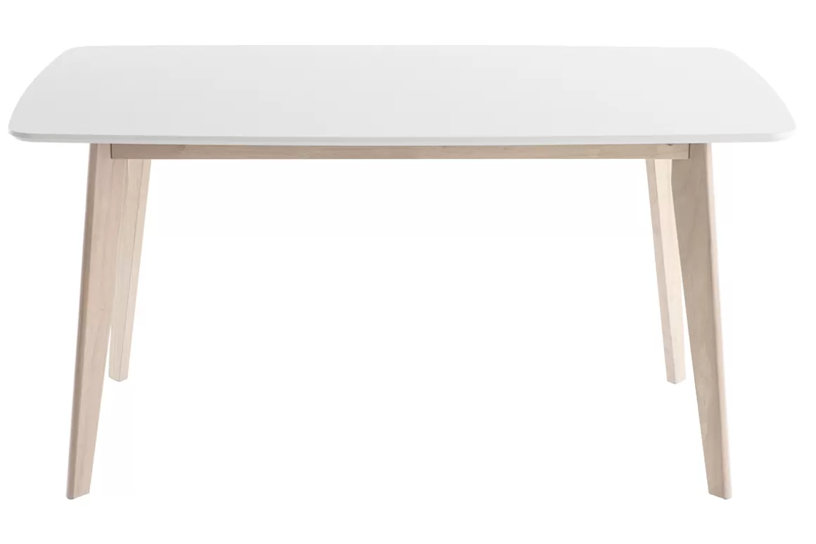 Miliboo Design-Esstisch Weiß und helles Holz L150 LEENA