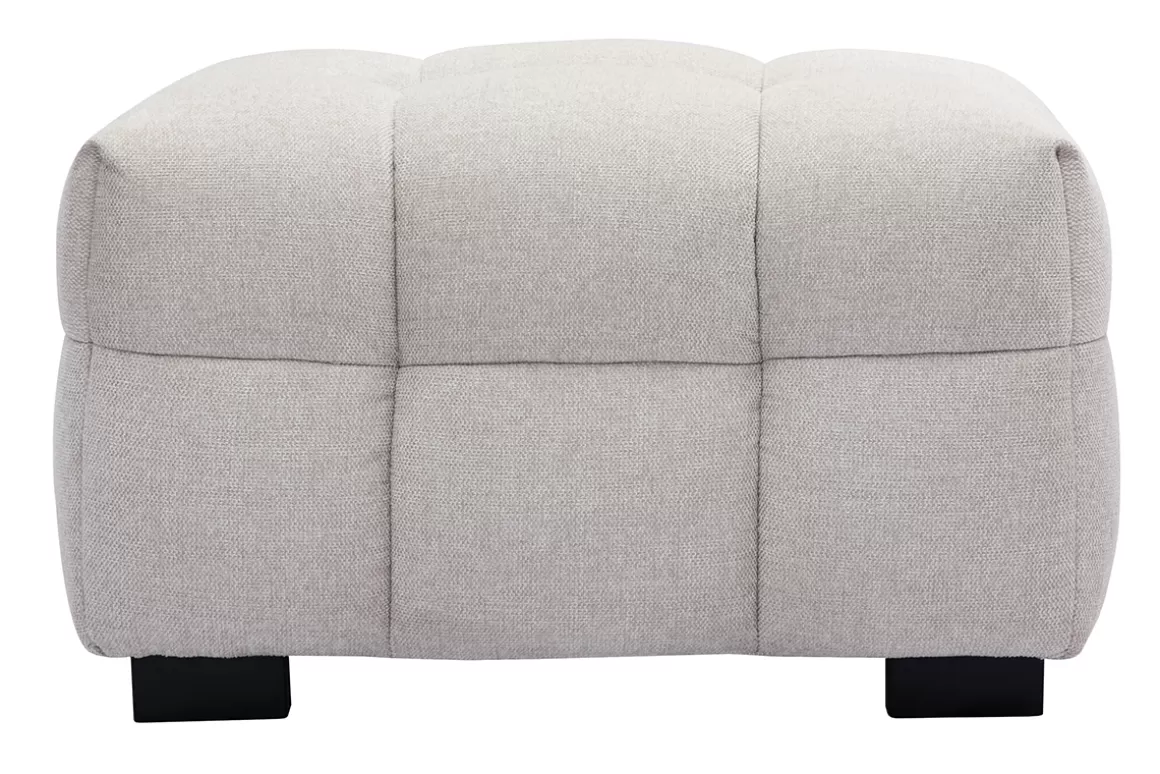 Miliboo Design-Fußstütze mit beigem Stoff im Samtdesign CORTO