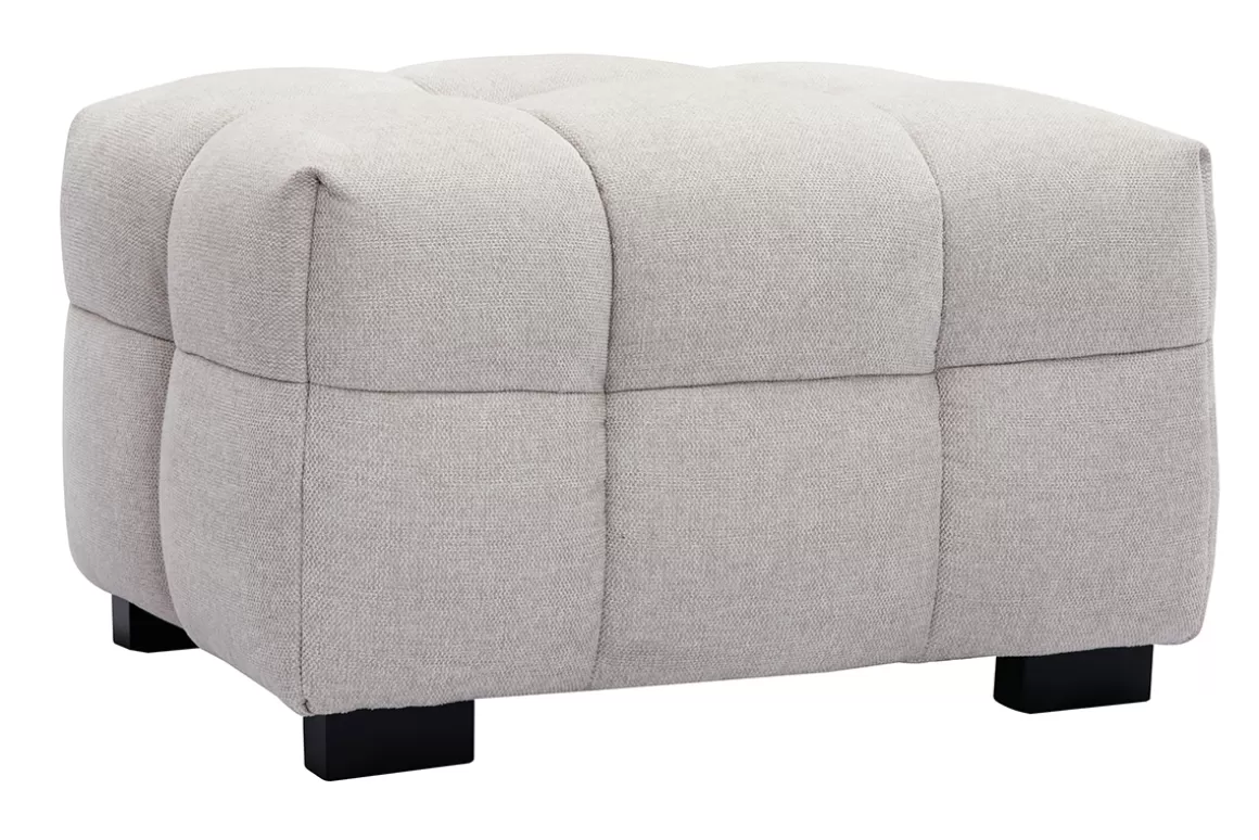 Miliboo Design-Fußstütze mit beigem Stoff im Samtdesign CORTO