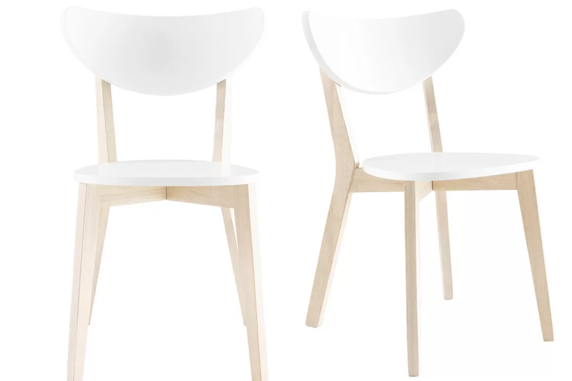 Miliboo Design-Holzstuhl mit Weiß LEENA (2 Stck.)