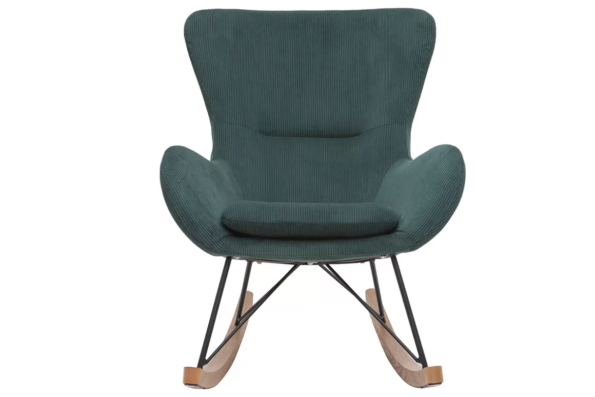 Miliboo Design-Schaukelstuhl Velours grün ESKUA